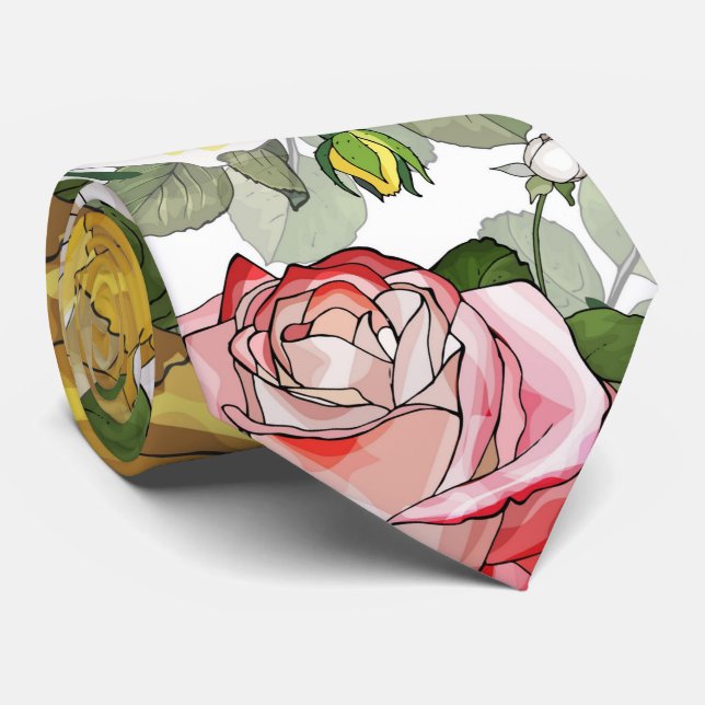 Gravata Aquarela Em Tinta Ousada Belas Rosas Vermelhas Ama (Rolled)