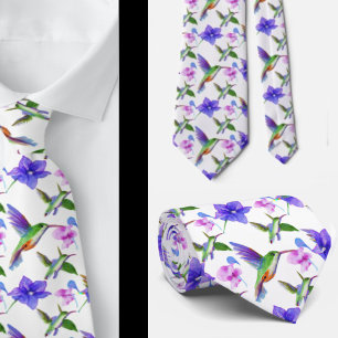 Gravata Aquarela Floral Aquarela Flores De Hummingbird Col