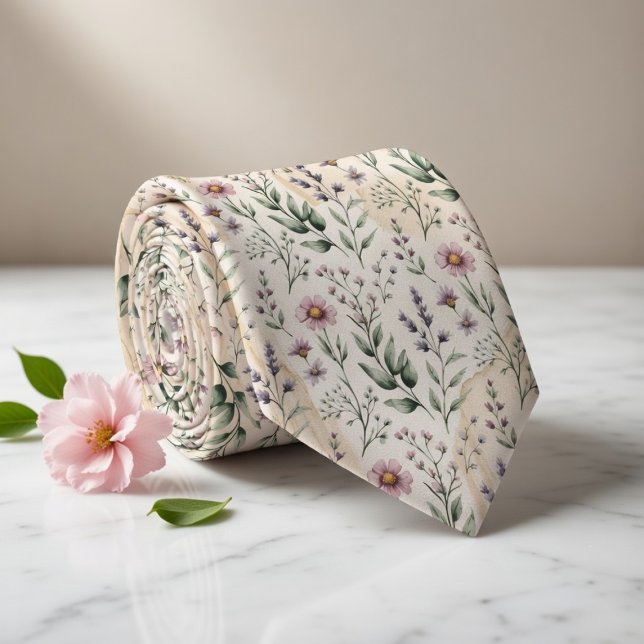 Gravata Aquarela Floral em Pastel Suave (Criador carregado)