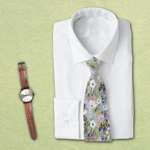 Gravata Aquarela Floral Soft Meadow