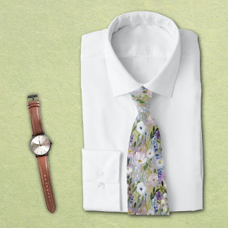 Gravata Aquarela Floral Soft Meadow