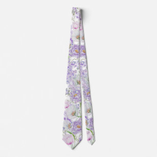 Gravata Aquarela Flores Lilac Coluna