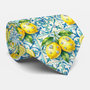 Gravata Aquarela Limão Amalfi Mediterrâneo Diamantes