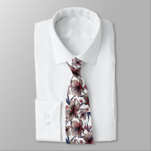 Gravata Aquarelas Crimson Floral em Branco