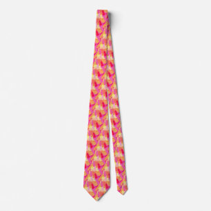 Gravata Aquarelas Rosa, Laranja e Amarelo