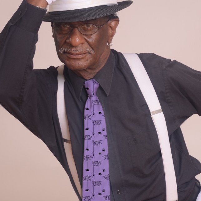 Gravata Aranhas e teias de aranha Halloween Roxo (Criador carregado)