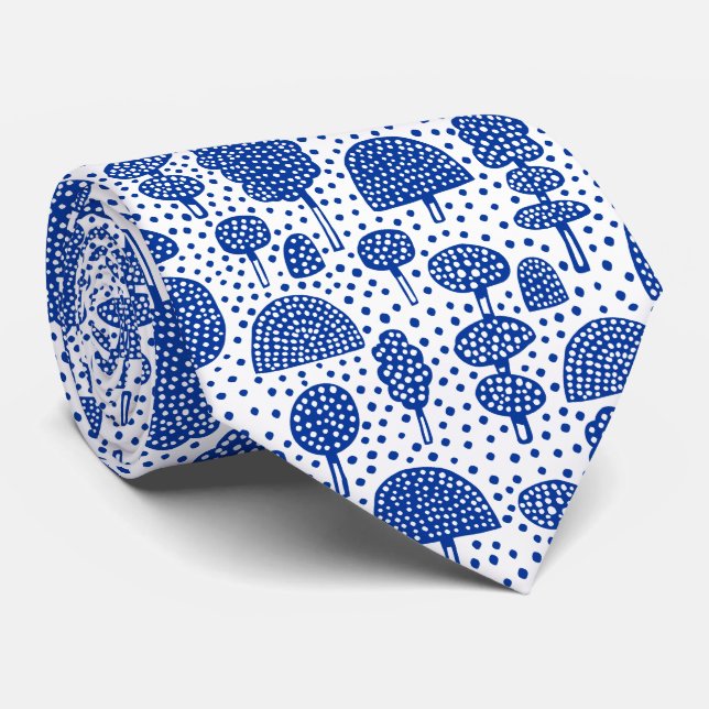 Gravata Arboretum 230715 - Marinho Azul em Branco (Rolled)