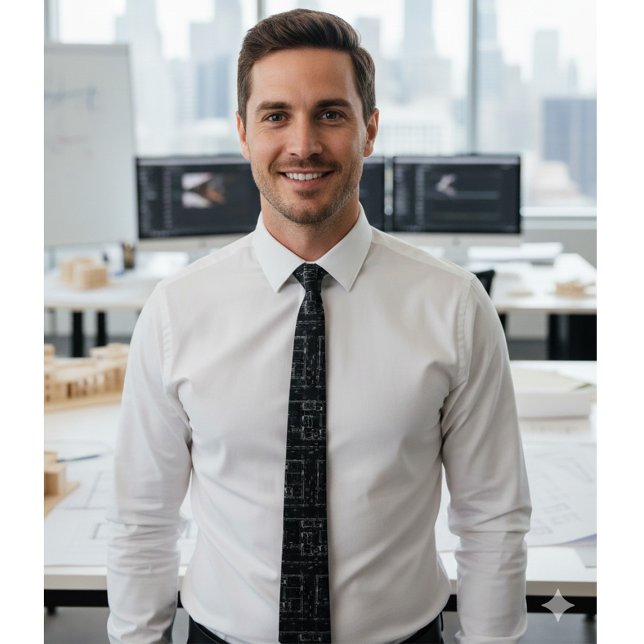 Gravata Architectural Blueprint Pattern Men's Neck Tie (Criador carregado)