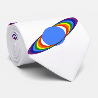Gravata Arco-íris Saturn Neckte para astrónomos, branco