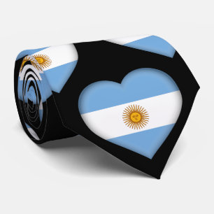 Gravata Argentina Flag Colors Heart Pattern Neck Tie