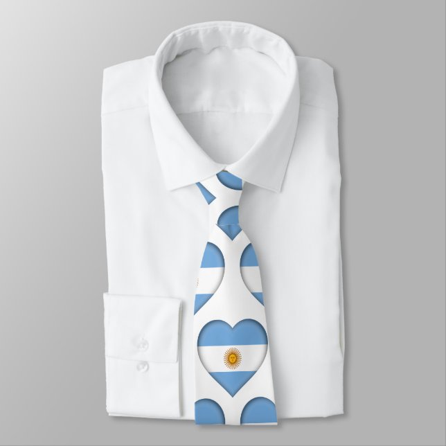 Gravata Argentina Flag Colors Heart Pattern Neck Tie (Amarrado)