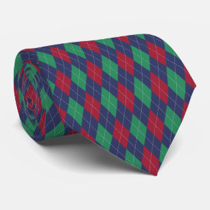 Gravata Argyle Azul Vermelho Verde Natal Clássico