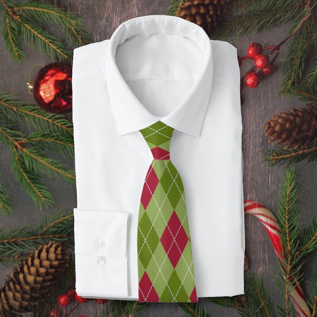 Gravata Argyle de Natal com diamantes vermelhos e verdes (Criador carregado)
