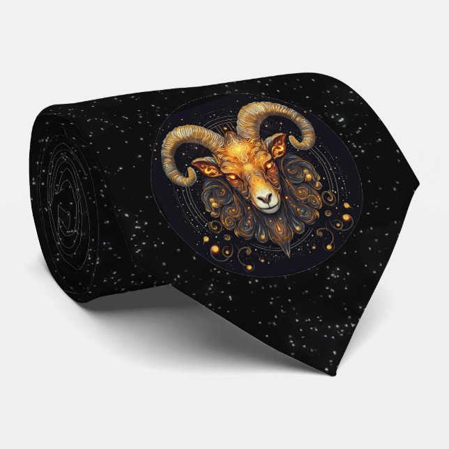 Gravata Aries Astrology Zodiac Neck Tie (Rolled)