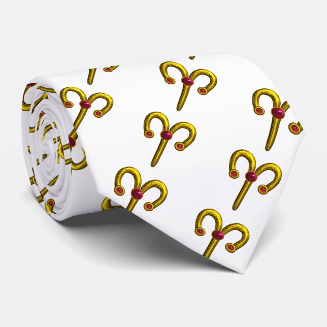 Gravata ARIES / DOURADO ZODIAC BIRTHDAY White (Rolled)