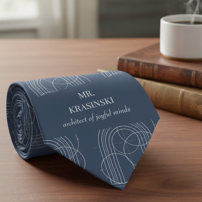 Gravata Arquiteto de Mentes Alegres Professor Personalizad (Personalized tie, teacher appreciation gift by Darling & May)