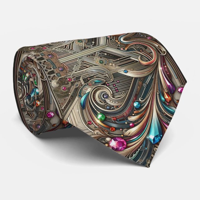 Gravata Art Déco Art Nouveau Arco-Íris Placa de Ci (Rolled)