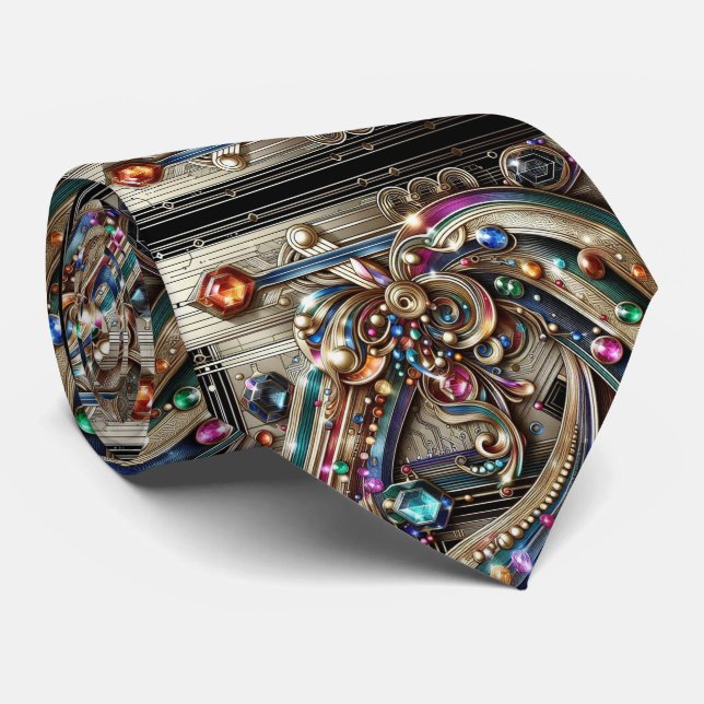 Gravata Art Deco Art Nouveau Arco-íris Placa de Ci (Rolled)