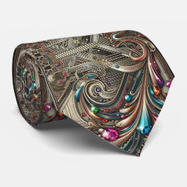 Gravata Art Deco Art Nouveau Rainbow Circuit Board Necktie
