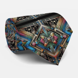 Gravata Art Deco Art Nouveau Rainbow Circuit Board Necktie