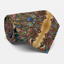 Gravata Art Deco Art Nouveau Rainbow Circuit Board Necktie