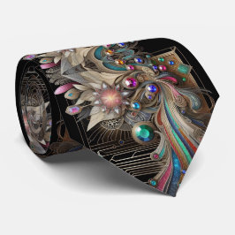 Gravata Art Deco Art Nouveau Rainbow Circuit Board Necktie