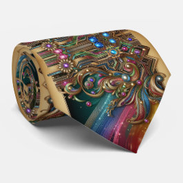 Gravata Art Deco Art Nouveau Rainbow Circuit Board Necktie