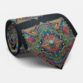 Gravata Art Deco Art Nouveau Rainbow Circuit Board Necktie