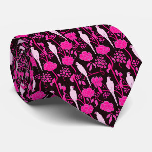 GRAVATA ART DECO FUCHSIA FLOWERS, PARRÓGÃOS BRANCOS A PRET