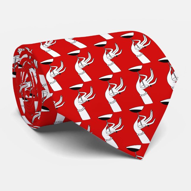 Gravata Art Deco Lady segurando vidro de champanhe (Rolled)