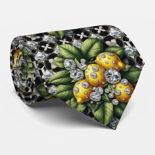 Gravata Art Deco Limão Amalfi Preto e Branco Diamantes