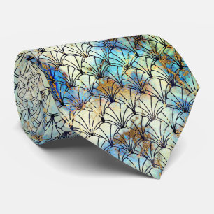 GRAVATA ART DECO MARBLE BLUE AQUA PATTERNE TIE