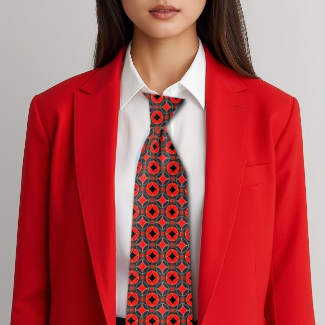 Gravata Art Deco micro padrão vermelho&preto (Criador carregado)