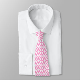 Gravata Art Deco Padrão II - Rosa em Branco