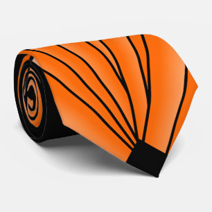 Gravata Art Deco Ventilador Design Orange Neck