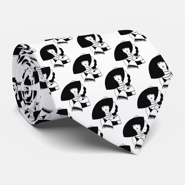 Gravata Art Deco Woman Em Big Hat Luva RL (Rolled)