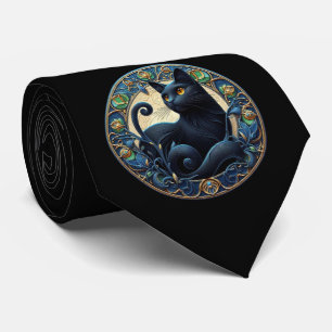 Gravata Art Nouveau Black Cat Tie