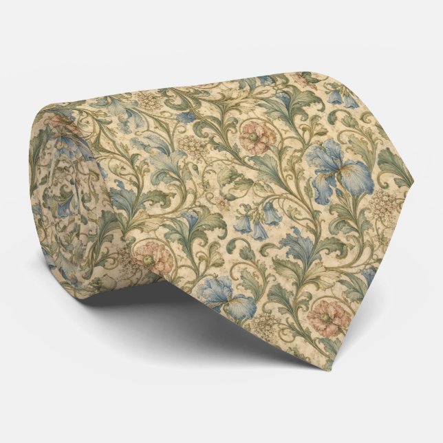 Gravata Art Nouveau Blues e Verdes (Rolled)
