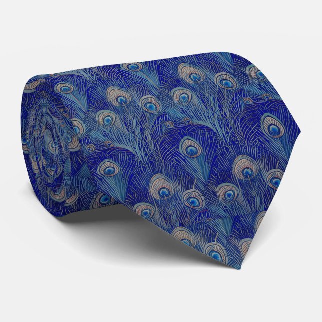 Gravata Art Nouveau Luxury Peacock Feather Pattern (Rolled)