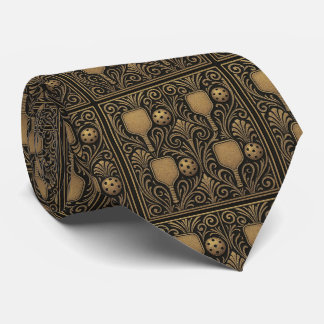Gravata Art Nouveau Pickleball Necktie – Art Deco Gold
