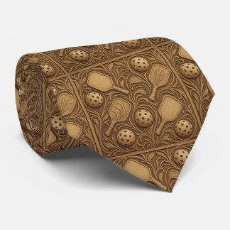Gravata Art Nouveau Pickleball Necktie – Brown Elegant