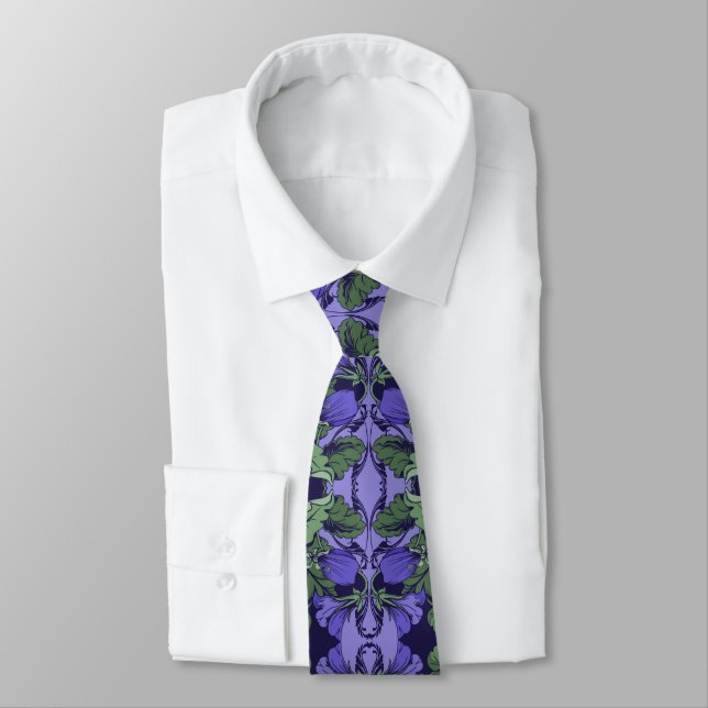 Gravata Art Nouveau Purple Floral Tie (Amarrado)