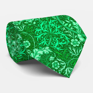 Gravata Art Nouveau Seaweed Floral, Emerald Green