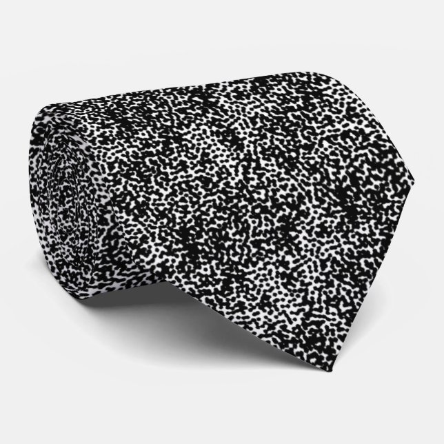 Gravata Arte abstrata em preto e branco com pontos - Caos  (Rolled)