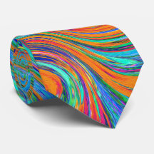 Arte Abstrata Retro Groovy em Aqua, Laranja e Verd