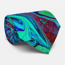Arte Abstrata Retro Groovy em Azul e Vermelho