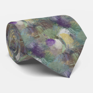 Gravata Arte Abstrata Roxa Amarela Verde Azul Turquesa