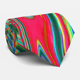 Gravata Arte Abstrato Groovy Vermelho, Verde e Azul Trippy