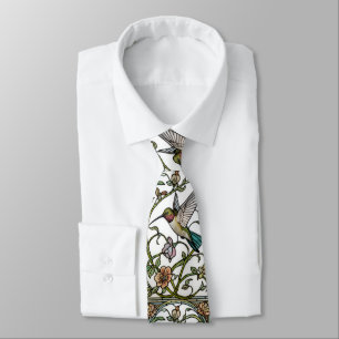 Gravata Arte botânica elegante de beija-flor boho chic