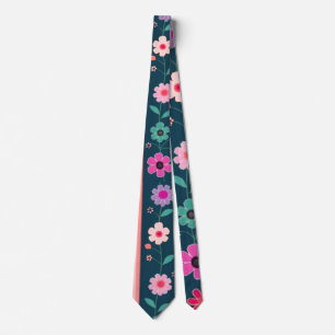 Gravata Arte Botânica Floral Rosa Elegante Vintage